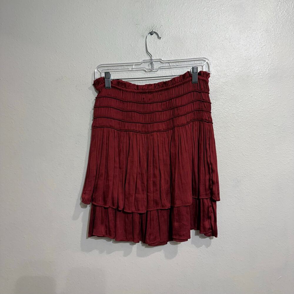 Current Air Wine Layered Satin Ruffle Mini Skirt Sz M NWT - Picture 10 of 11